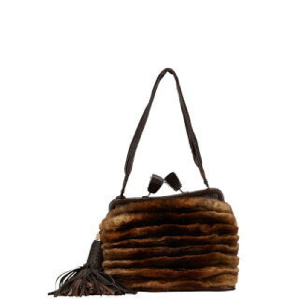 Salvatore Ferragamo Python Clasp Handbag Brown Fu… - image 2
